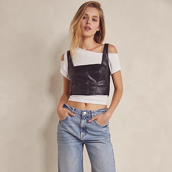 Free People Tops - Free People Double Look Corset Vegan Leather